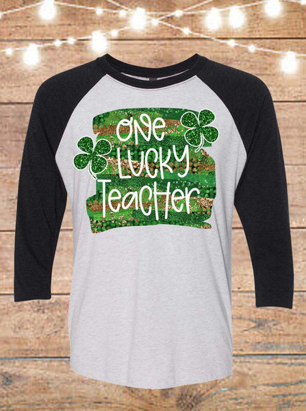 One Lucky Teacher St. Patrick's Raglan T-Shirt