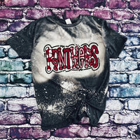 Panthers Word Art Black Bleached T-Shirt