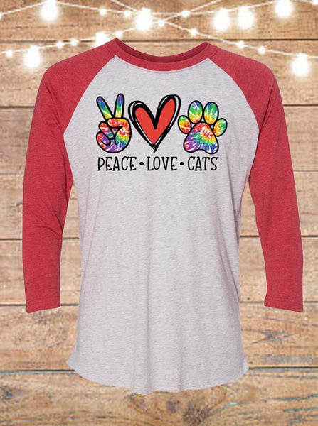 Peace Love Cats Raglan T-Shirt