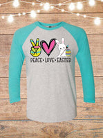 Peace Love Easter Bunny Raglan T-Shirt