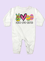 Peace Love Easter Long Sleeve Baby Romper
