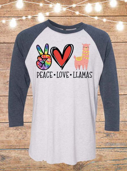 Peace Love Llamas Raglan T-Shirt