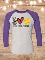 Peace Love Softball Raglan T-Shirt