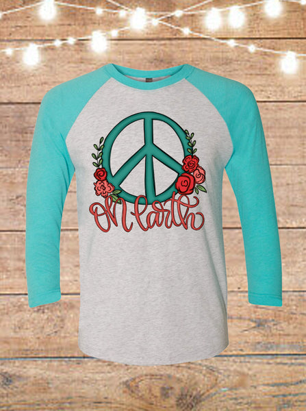 Peace On Earth Christmas Raglan T-Shirt