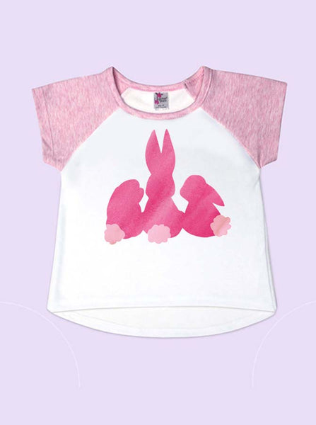 Pink Bunnies Easter Short Sleeve Toddler Raglan