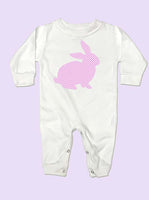 Pink Gingham Bunny Easter Long Sleeve Baby Romper