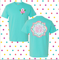 Pink and Mint Frame Monogrammed Shirt