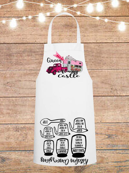 Queen Of My Castle Vintage Truck and Camper Cheat Sheet Apron