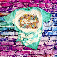 Retro Vintage Flowerchild Mama Bleached T-Shirt