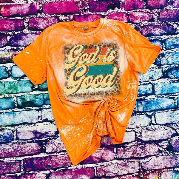 Retro Vintage God Is Good Bleached T-Shirt
