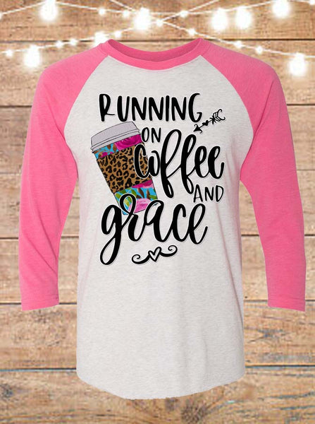 Running On Coffee And Grace Raglan T-Shirt