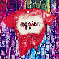 SGSC Aggies Tie Dye Script Bleached Red T-Shirt