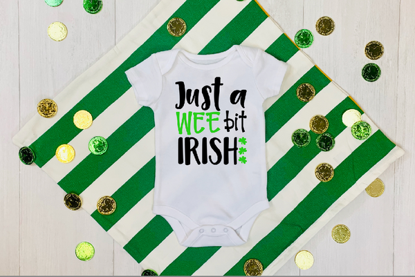 St. Patrick's Day "Just A Wee Bit Irish" Infant Toddler Onesie or T-shirt