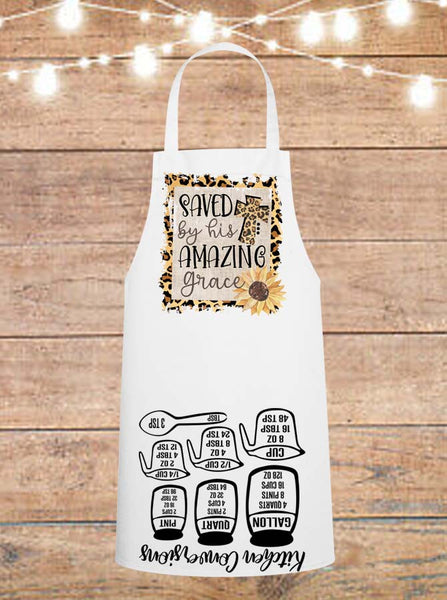 Saved By His Amazing Grace Leopard and Sunflower Cheat Sheet Apron