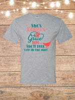 She's Beauty And She's Grace But She'll Peck You In The Face Chicken T-Shirt