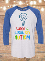 Shine A Light On Autism Raglan T-Shirt