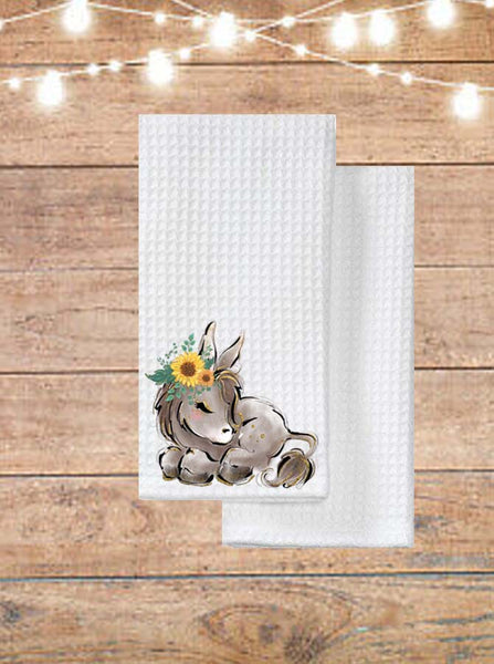 Sleeping Donkey With Sunflower Kitchen Towel