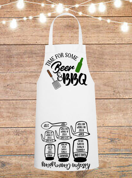 Time For Some Beer And BBQ Cheat Sheet Apron