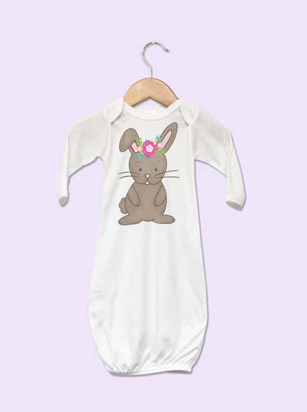 Watercolor Bunny Baby Gown