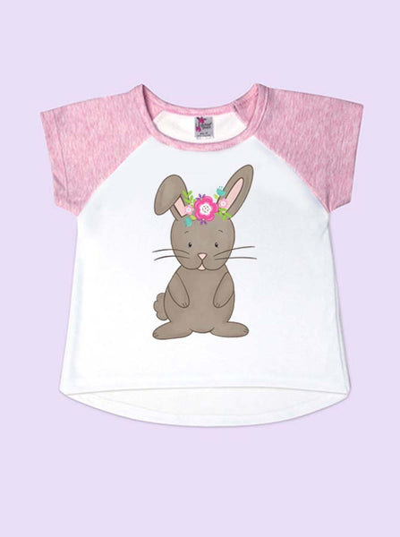 Watercolor Bunny Short Sleeve Raglan T-Shirt
