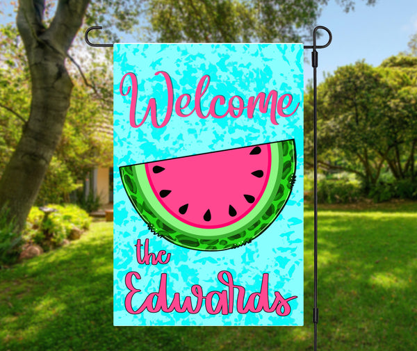 Welcome Watermelon Garden Flag