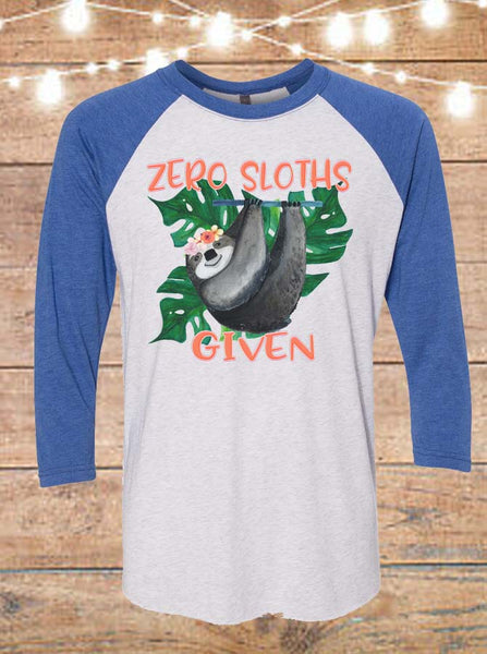 Zero Sloths Given Raglan T-Shirt