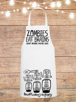 Zombies Eat Brains, Don't Worry, You're Safe Cheat Sheet Apron